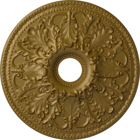 Ekena Millwork Ashley Ceiling Medallion (Fits Canopies up to 4 3/4"), Hand-Painted Gold, 23 7/8"OD x 4"ID x 2 1/8"P CM23ASGLS